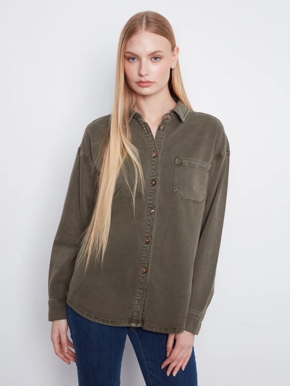 Moss Front Twill Overshirt